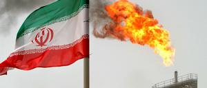 Eine Gasfackel auf einer Borplattform im Persischen Golf. Irans Wirtschaft ist auf Einnahmen aus Ölgeschäften dringend angewiesen. 
