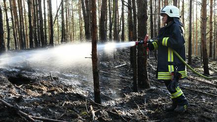 Feuerwehr löscht Brand in der Nähe von Groß Kreutz (Kreis Potsdam-Mittelmark)