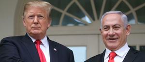 Gute Freunde kann niemand trennen: Donald Trump und Benjamin Netanjahu Ende März im Rosengarten des Weißen Hauses.
