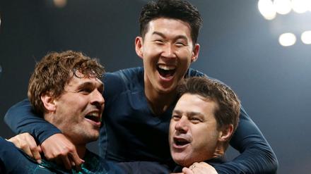 Tottenhams Erfolgsgaranten Mauricio Pochettino (rechts), Heung-Min Son (oben) und Fernando Llorente gehören nun zur Champions-League-Elite.