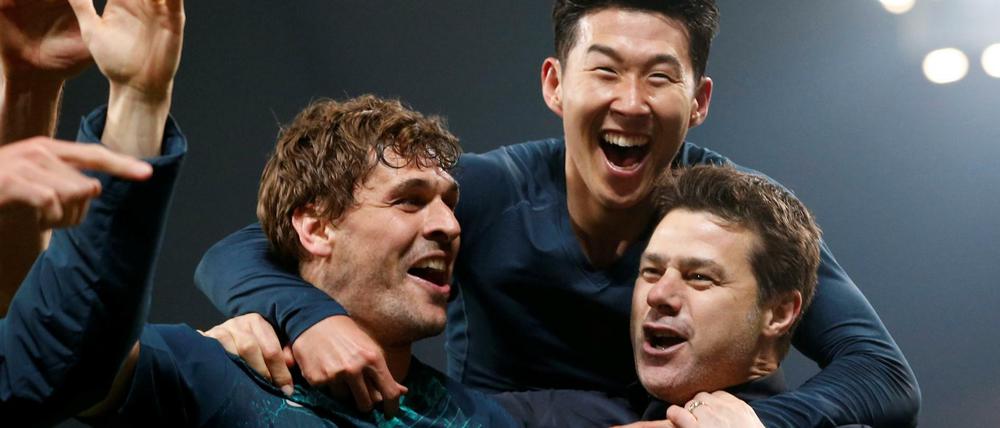 Tottenhams Erfolgsgaranten Mauricio Pochettino (rechts), Heung-Min Son (oben) und Fernando Llorente gehören nun zur Champions-League-Elite.