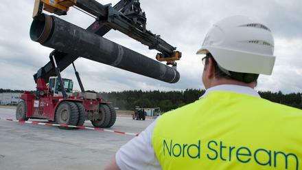 Rohre für den Bau der Gas-Pipeline Nord Stream 2