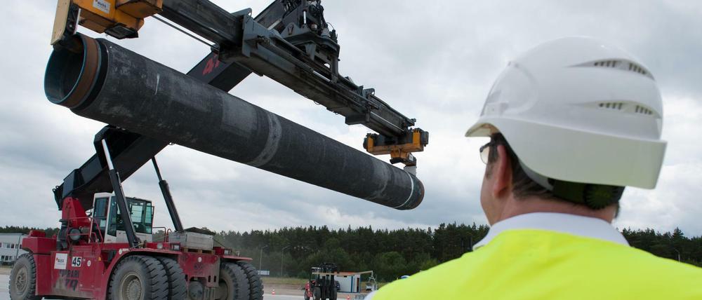 Rohre für den Bau der Gas-Pipeline Nord Stream 2
