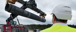 Rohre für den Bau der Gas-Pipeline Nord Stream 2