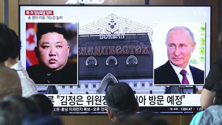 Bericht über das geplanten Gipfeltreffen von Kim und Putin im südkoreanischen Fernsehen 