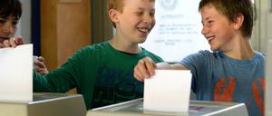 Bisher können Kinder nur an Wahl-Simulationen teilnehmen – wie hier bei der letzten Europawahl.