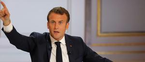 Frankreichs Präsident Emmanuel Macron bei der Pressekonferenz am Donnerstagabend.