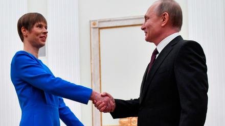 Russlands Staatschef Wladimir Putin und die estnische Präsidentin Kersti Kaljulaid in der vergangenen Woche im Kreml.