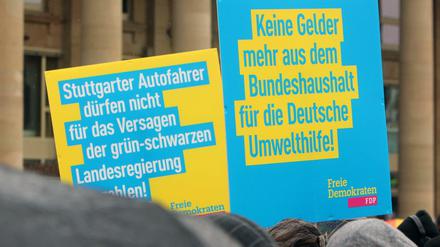 Demonstration und Kundgebung von CDU und FDP gegen die Deutsche Umwelthilfe (DUH).