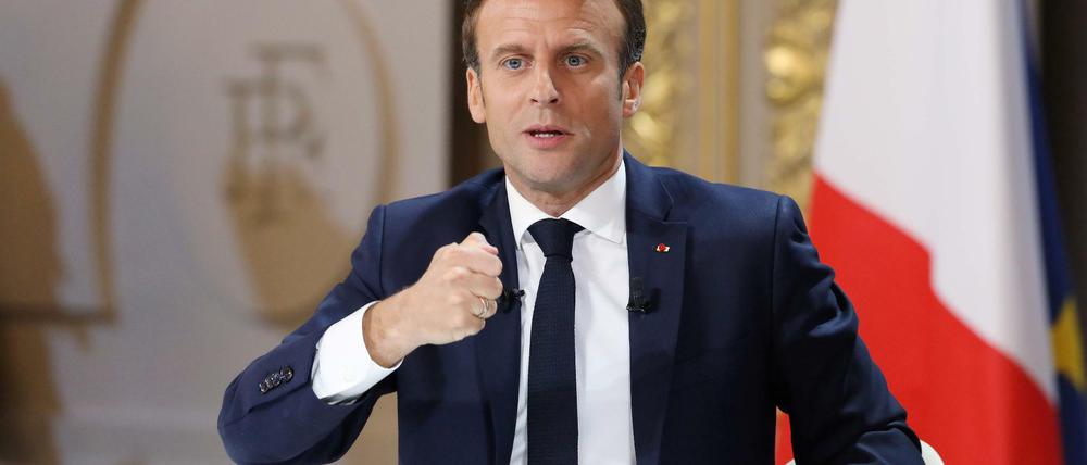 Frankreichs Präsident Emmanuel Macron am Donnerstagabend im Elysée-Palast.