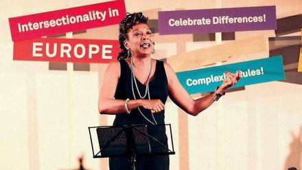 Kimberlé Crenshaw bei ihrem Auftritt Ende April 2019 in Berlin.