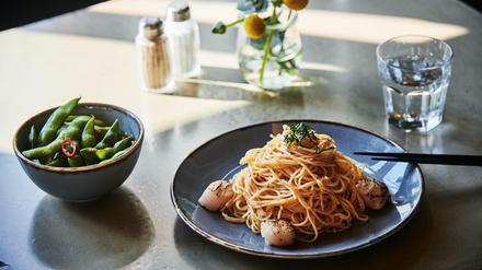 Die Mentaiko Spaghetti im House of Small Wonder in Mitte.