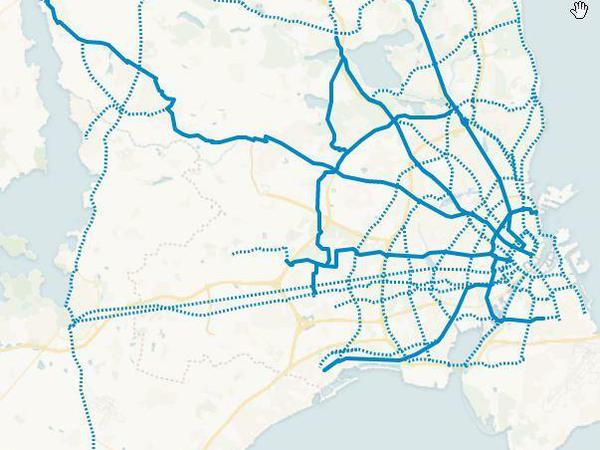Acht Fahrradschnellwege gibt es in Kopenhagen bereits (durchgängige Linien) – 37 weitere sind geplant (gestrichelte Linien).
