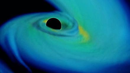 Ein Neutronenstern verschmilzt mit einem Schwarzen Loch von der fünffachen Masse der Sonne. A