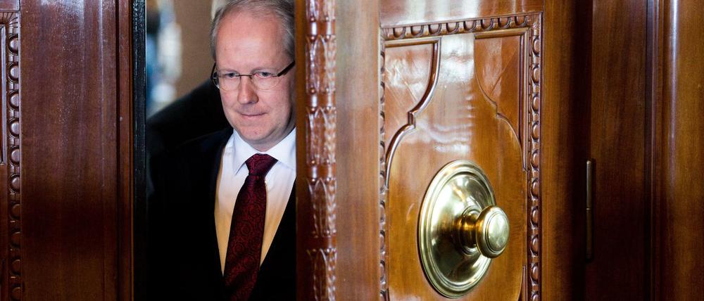 Hannovers Oberbürgermeister Schostok trat am Dienstag im Neuen Rathaus vor die Presse.