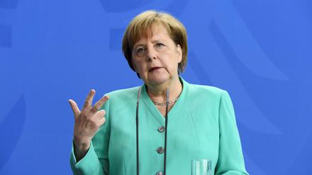 Bundeskanzlerin Angela Merkel bei einer Pressekonferenz am Dienstag im Bundeskanzleramt.
