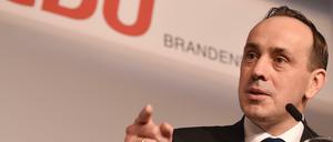 Ingo Senftleben (CDU), Brandenburgs Landesvorsitzender, spricht auf dem Landesparteitag der Brandenburger CDU.