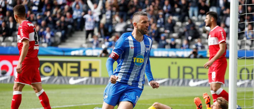 Er kann es noch: Vedad Ibisevic traf für Hertha zum 1:0 gegen den VfB.
