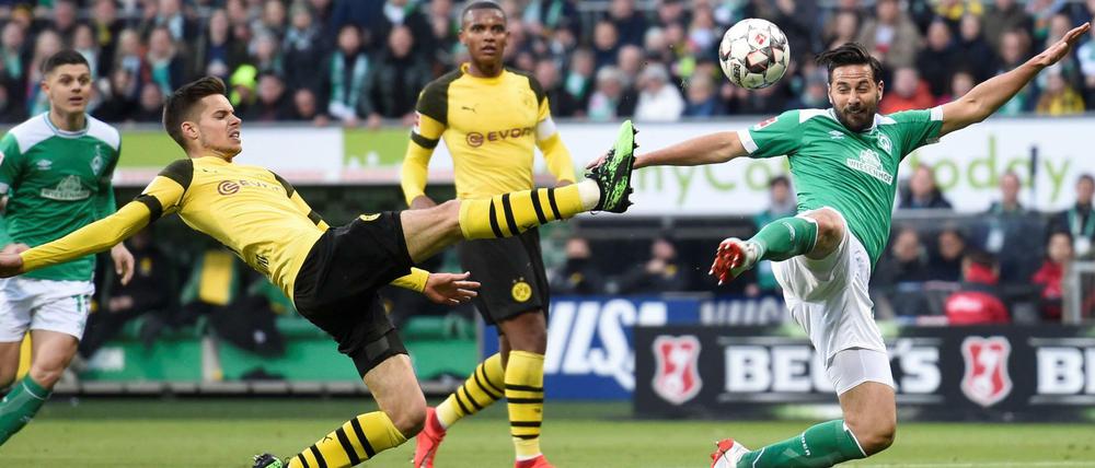 Claudio Pizarro (rechts) traf für Werder zum 2:2.