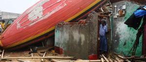 Das Haus dieses Mannes im indischen Odisha wurde völlig zerstört.