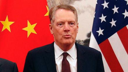 Der chinesische Vize-Premier Liu He (r) mit dem amerikanischen Finanzminister Steven Mnuchin (l.) und dem US-Handelsbeauftragten Robert Lighthizer.
