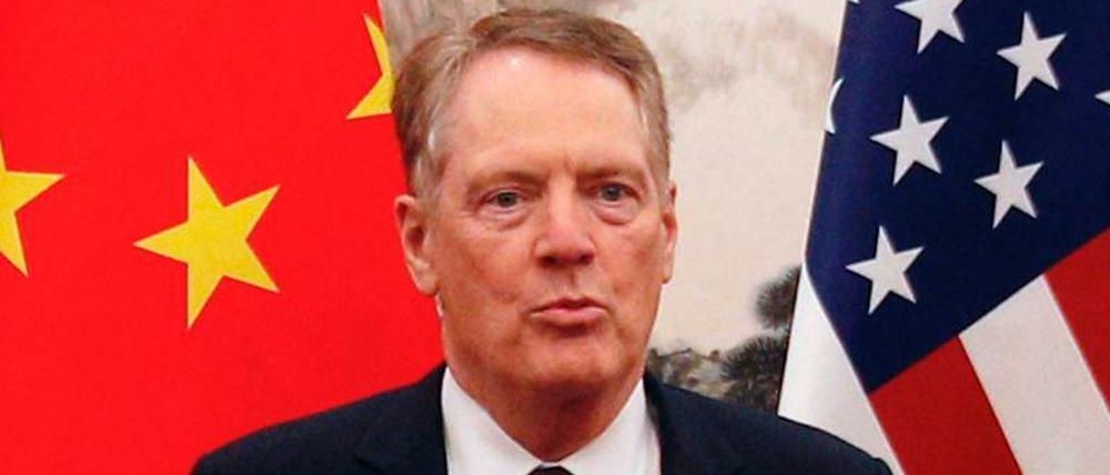 Der chinesische Vize-Premier Liu He (r) mit dem amerikanischen Finanzminister Steven Mnuchin (l.) und dem US-Handelsbeauftragten Robert Lighthizer.