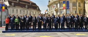 Familienfoto. Die Staats- und Regierungschefs der EU beim Gipfel in Sibiu. 