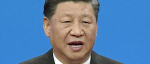 Chinas Präsident Xi Jinping spricht während der Eröffnungsfeier des zweiten Seidenstraßen-Forums.