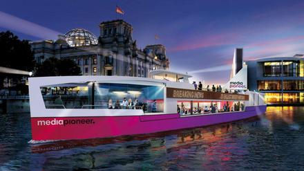 2020 soll das Redaktionsschiff "Pioneer One" durchs Regierungsviertel schippern.
