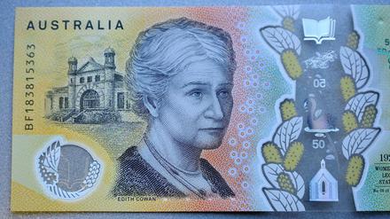 Der 50-Dollar-Schein ist der Schein, der in Australien am meisten benutzt wird. 