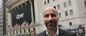 Uber-CEO Dara Khosrowshahi vor der New Yorker Börse.