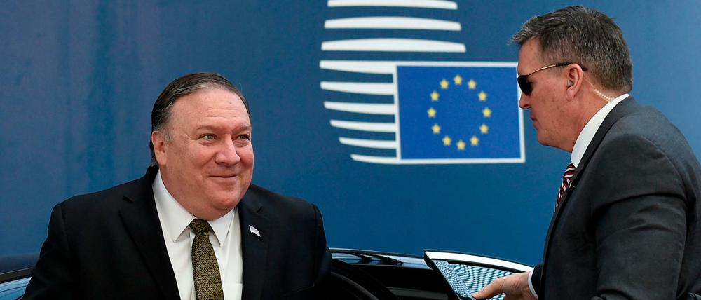 US-Außenminister Mike Pompeo traf am Montag in Brüssel bei der EU ein.