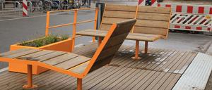 Die Parklets in der Kreuzberger Bergmannstraße.