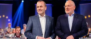 Die ARD-"Wahlarena zur Europawahl" mit den Spitzenkandidaten Manfred Weber (EVP, links) und Frans Timmermans (SPE) war kein Quotenhit.