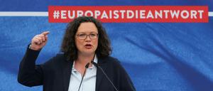 Andrea Nahles auf einer Wahlkampfveranstaltung in Saarbrücken.