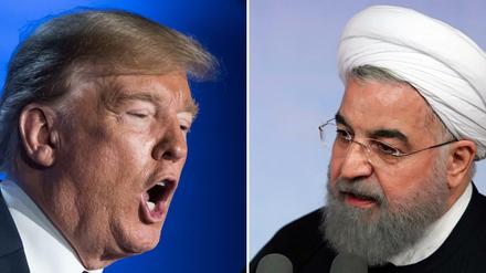 Kurz vor einem Krieg? Die Präsidenten der USA, Donald Trump, und des Iran, Hassan Ruhani.