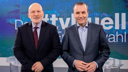 Die beiden Europawahl-Spitzenkandidaten Frans Timmermans (links) und Manfred Weber.