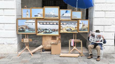 Bild von der Aktion in Venedig, die Banksy für sich reklamiert. 