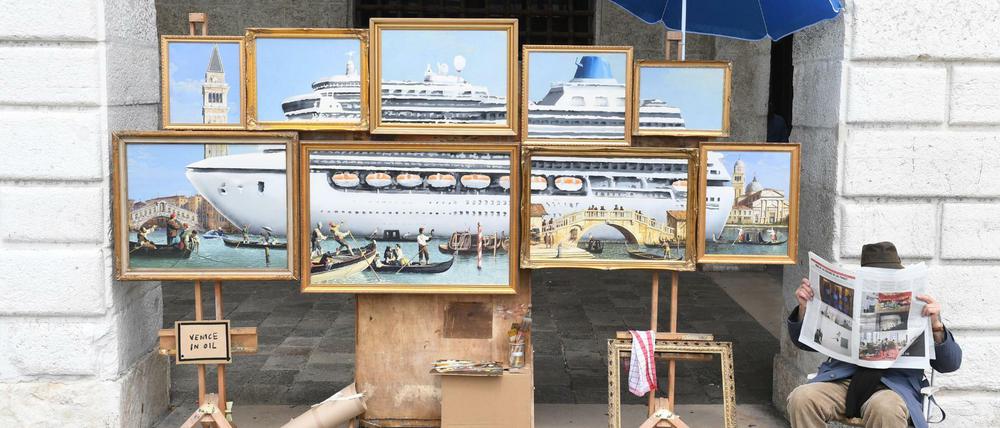 Bild von der Aktion in Venedig, die Banksy für sich reklamiert.