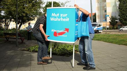 Wahlkampfstand der AfD vor der Bundestagwahl 2017 in Potsdam. 