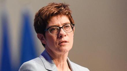 Leader of Germany's conservative Christian Democratic Union (CDU) party Annegret Kramp-Karrenbauer gives a speech during the last pre-European elections meeting of the European People's Party (EPP), in Munich, southern Germany, on May 24, 2019. (Photo by Christof STACHE / AFP)