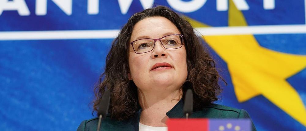 Die Vorsitzende der SPD Andrea Nahles.