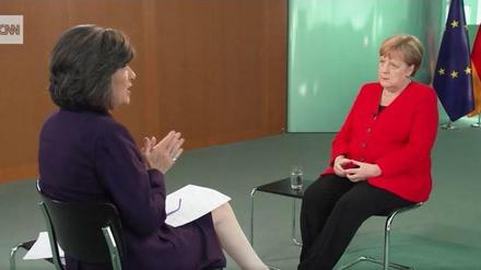 Bundeskanzlerin Angela Merkel im Interview mit Christiane Amanpour von CNN.