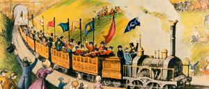 Zugfahrten von Thomas Cook wurden anfänglich immer mit offenen Waggons durchgeführt - bei schlechtem Wetter zum Verhängnis der Fahrgäste.