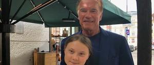 Klima-Aktivistin Greta Thunberg und Arnold Schwarzenegger in Wien. 