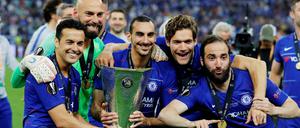 Pedro, Davide Zappacosta, Marcos Alonso und Gonzalo Higuain 