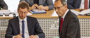 Sachsens Ministerpräsident Michael Kretschmer (CDU, links) und AfD-Landeschef Jörg Urban im September im Dresdner Landtag. 