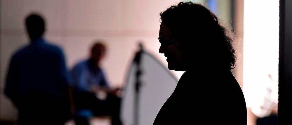 Andrea Nahles verlässt die SPD-Zentrale in Berlin