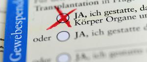 Die Rückseite eines ausgefüllten Organspendeausweises.