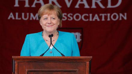 Angela Merkel bei ihrer Rede an der Elite-Uni Harvard.